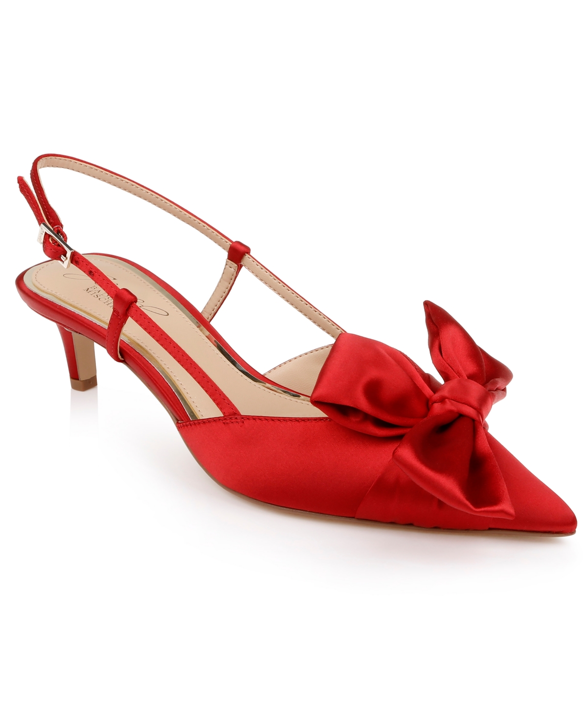 Jewel Badgley Mischka Shoshana Pointed Toe Slingback Pump In Red Satin