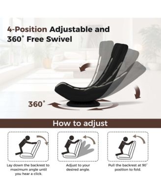 360° Swivel Gaming Chair 4 Position Adjustable Folding Floor Sofa Indoor