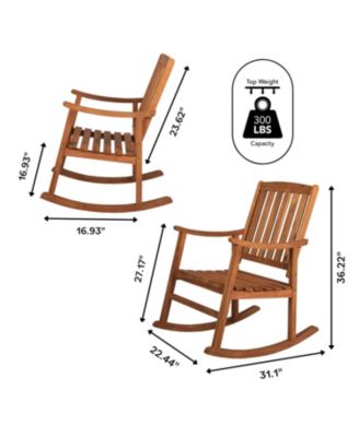 Penny Classic Slat Back Acacia Wood Patio Outdoor Rocking Chair
