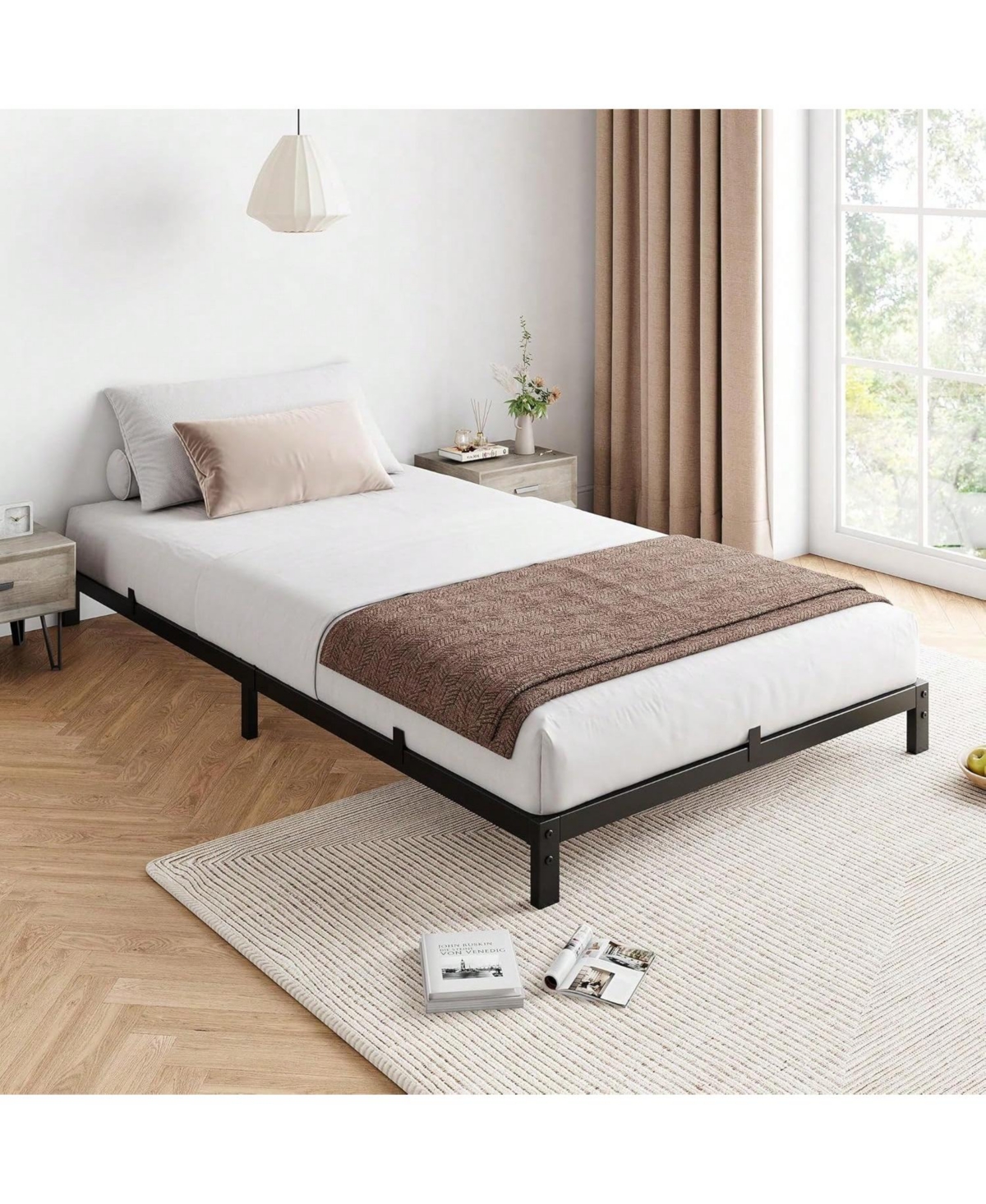gaomon Bed Frame, -Inch Metal Low Platform Bed Frame, Bed Frame With Metal Slat Support, Mattress Foundation, No Box Spring Needed
