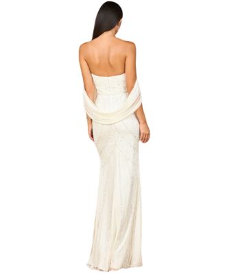 Women's Beaded Gown with Cape Detail