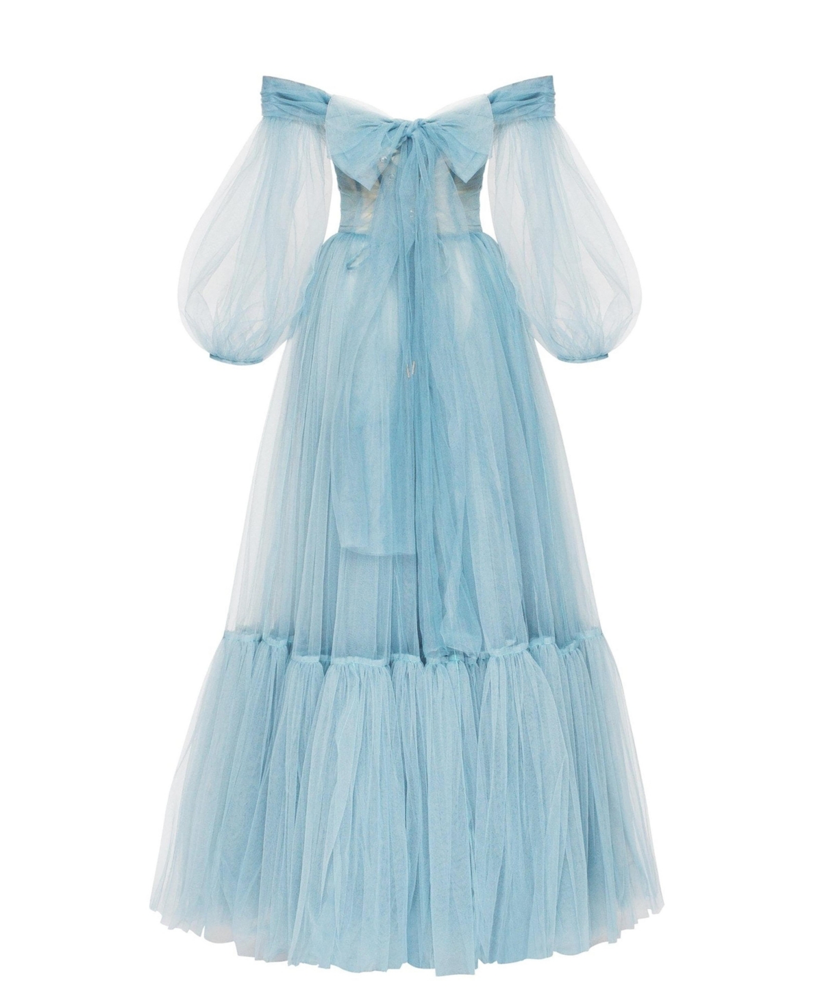 Milla Women's Sheer Sleeves Maxi Tulle Dress