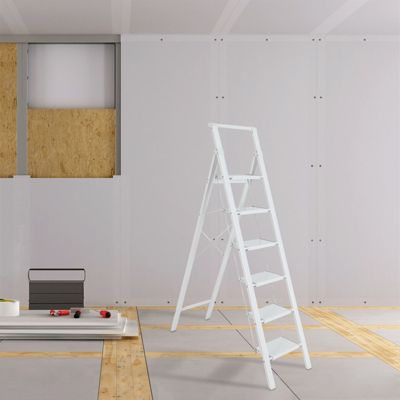 6 Step Stool Folding Step Stool with Handrails, Sturdy Step Stool for Adult, Gorilla Ladders 500LBS Capacity Sturdy& Portable Ladder for Home Kitchen Library Office