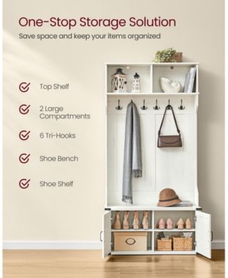 Farmhouse Style Hall Tree with Bench and Shoe Storage