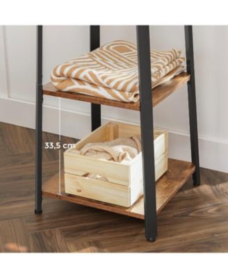 Industrial Style Coat Rack with 3 Shelves, Rustic Brown &amp; Black