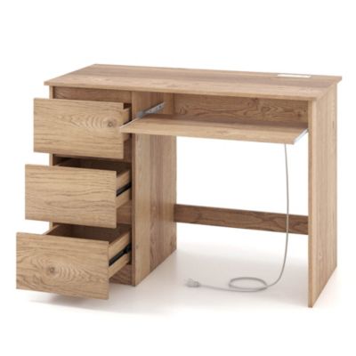 Computer Desk with Power Outlet Keyboard Tray & 3 Large Drawers Type-C & USB Ports