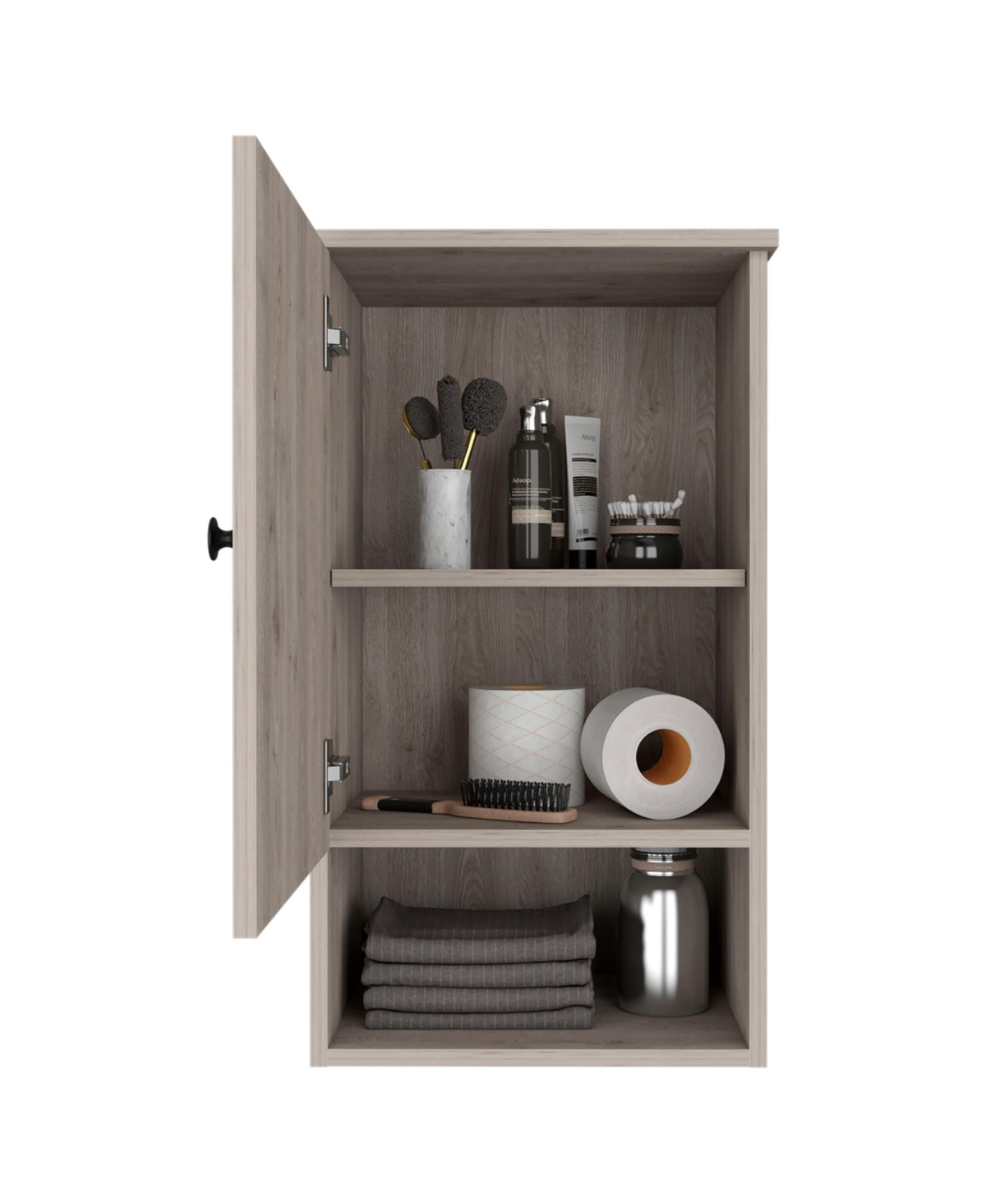 Depot E-Shop Arya Medicine Single Door Cabinet, One Shelf, Two Interior Shelves, Light- Gray