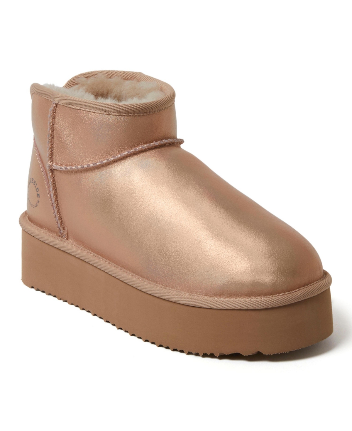 Fireside by Dearfoams Women's Kingston Genuine Shearling Platform Bootie - Rose gold