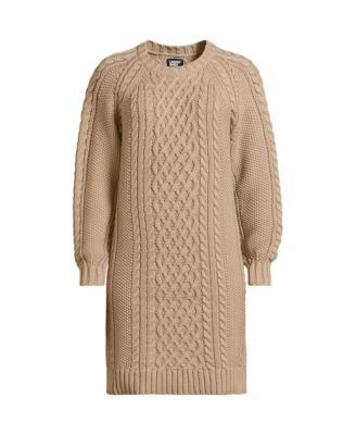 Women's Cotton Blend Cable Crew Neck Sweater Dress