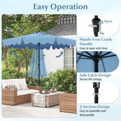 9 FT Patio Umbrella 2-Tier Market Table Umbrella with Sun-Protective Canopy