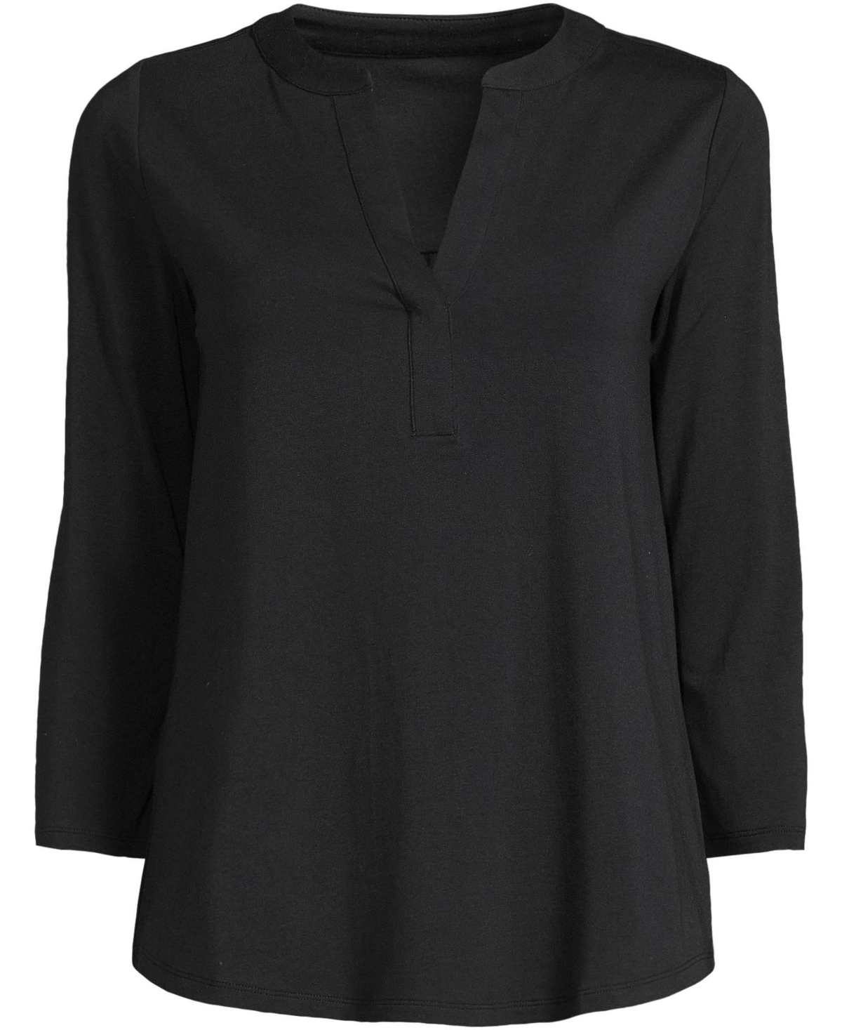 Lands' End Women's Lightweight Jersey 3/4 Sleeve Notchneck Blouse