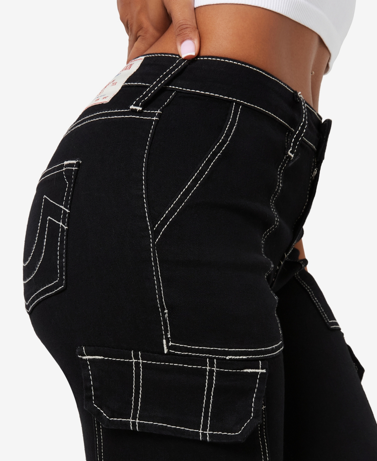True Religion Women's Denim Bootcut Cargo Jeans