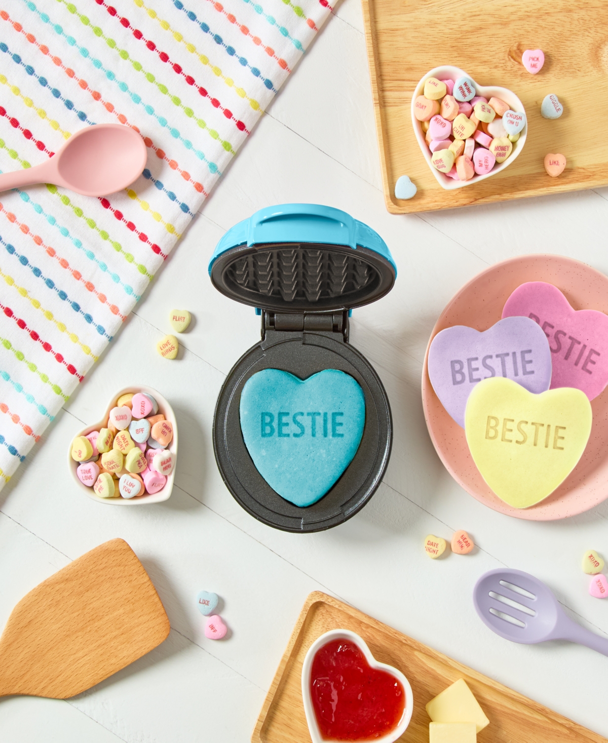 Dash X Sweethearts Bestie Heart Mini Waffle Maker In Light Blue