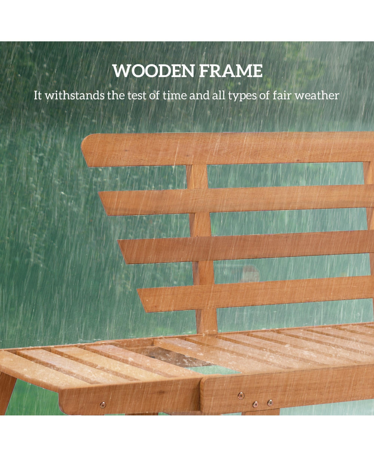 Outsunny Wooden Garden Bench for Outdoor w/ Cushions, Patio Loveseat,- Gray
