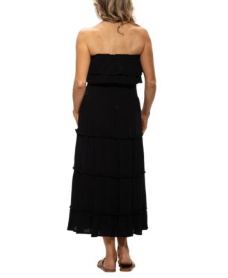 Women's Ruffled Smocked-Waist Tiered Cover-Up Dress