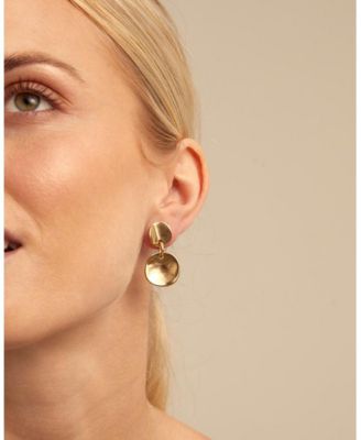 Metal Clad Two Uneven Round Earrings