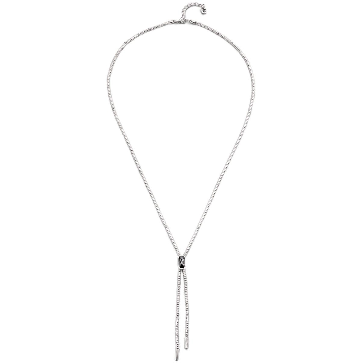 Unode50 Sterling Silver And Gray Crystal Necklace In Metallic