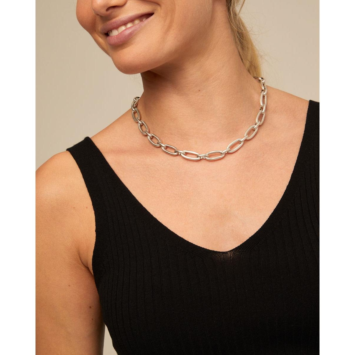 Unode50 Metal Alloy Medium Oval Links Necklace In Silver