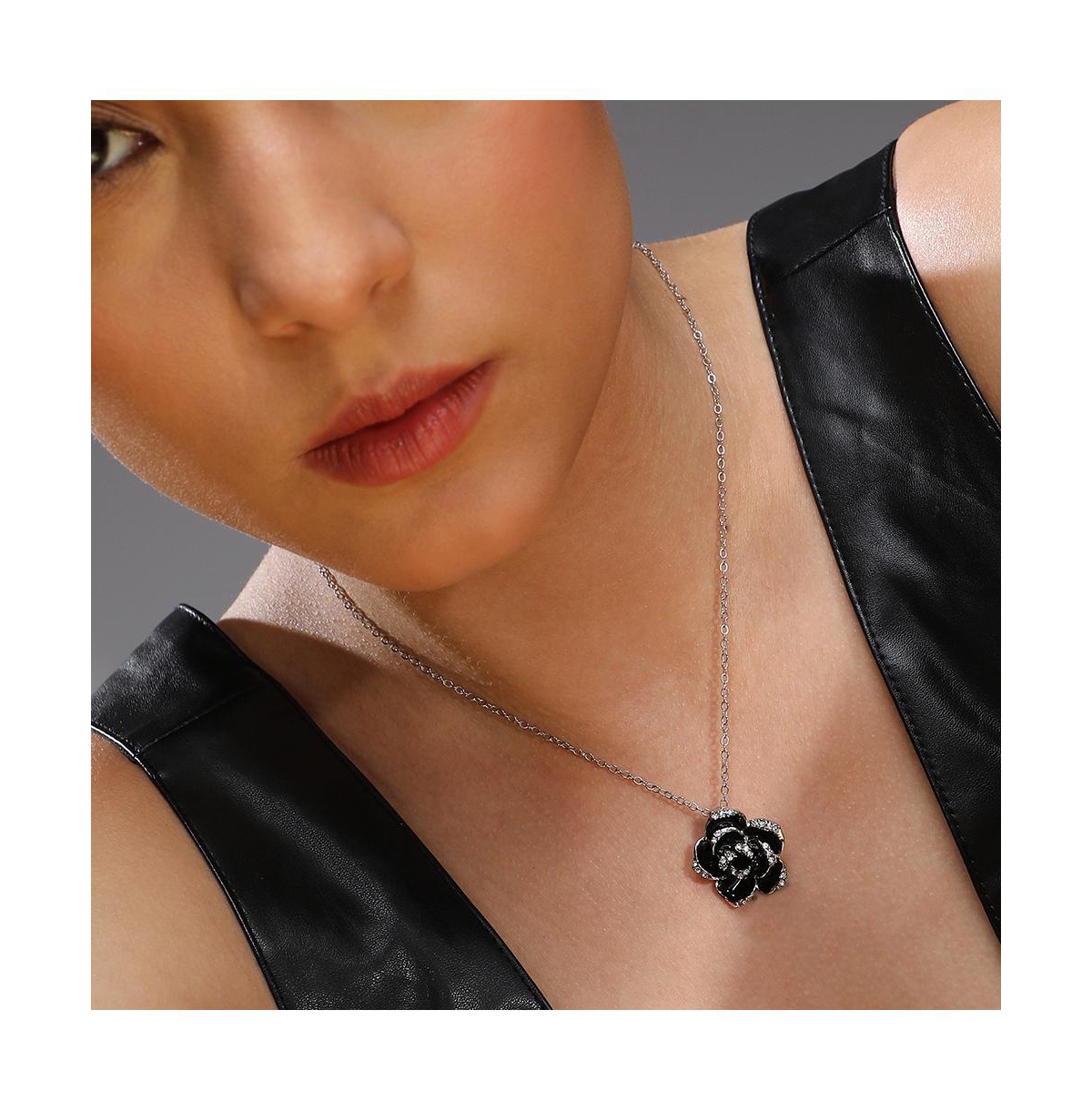 Sohi Women's Rose Pendant Necklace In Black