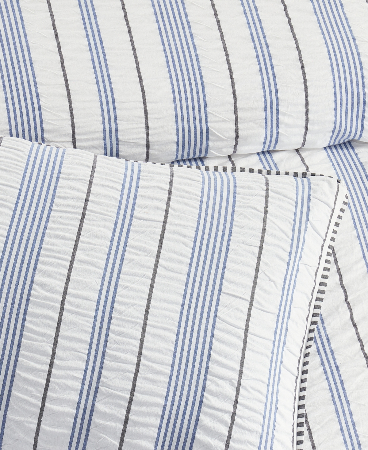 Dkny Seersucker Stripe 3 Piece Comforter Set, Full/queen In Blue