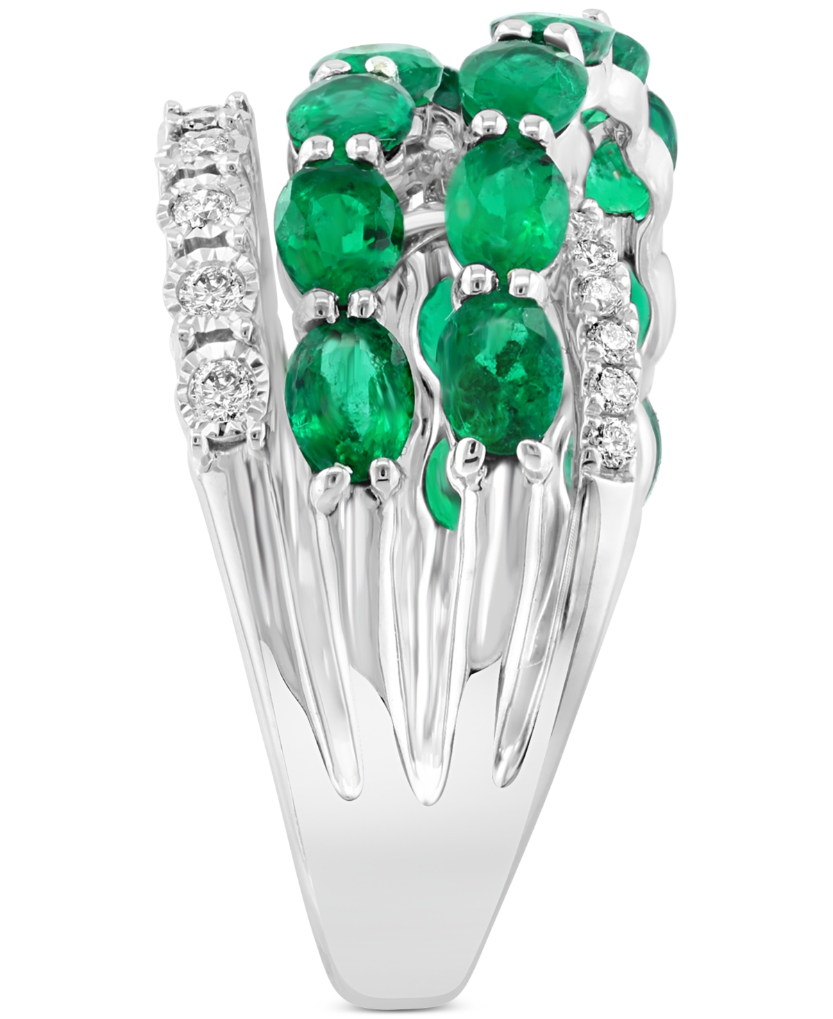 Effy(3 ct. t.w.) & Diamond (1/3 ct. t.w.) Crossover Statement Ring in 14k White Gold - Emerald