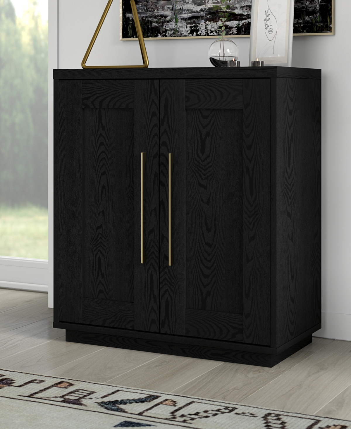 Hudson & Canal 28" Tillman Wide Rectangular Accent Cabinet In Black Grain