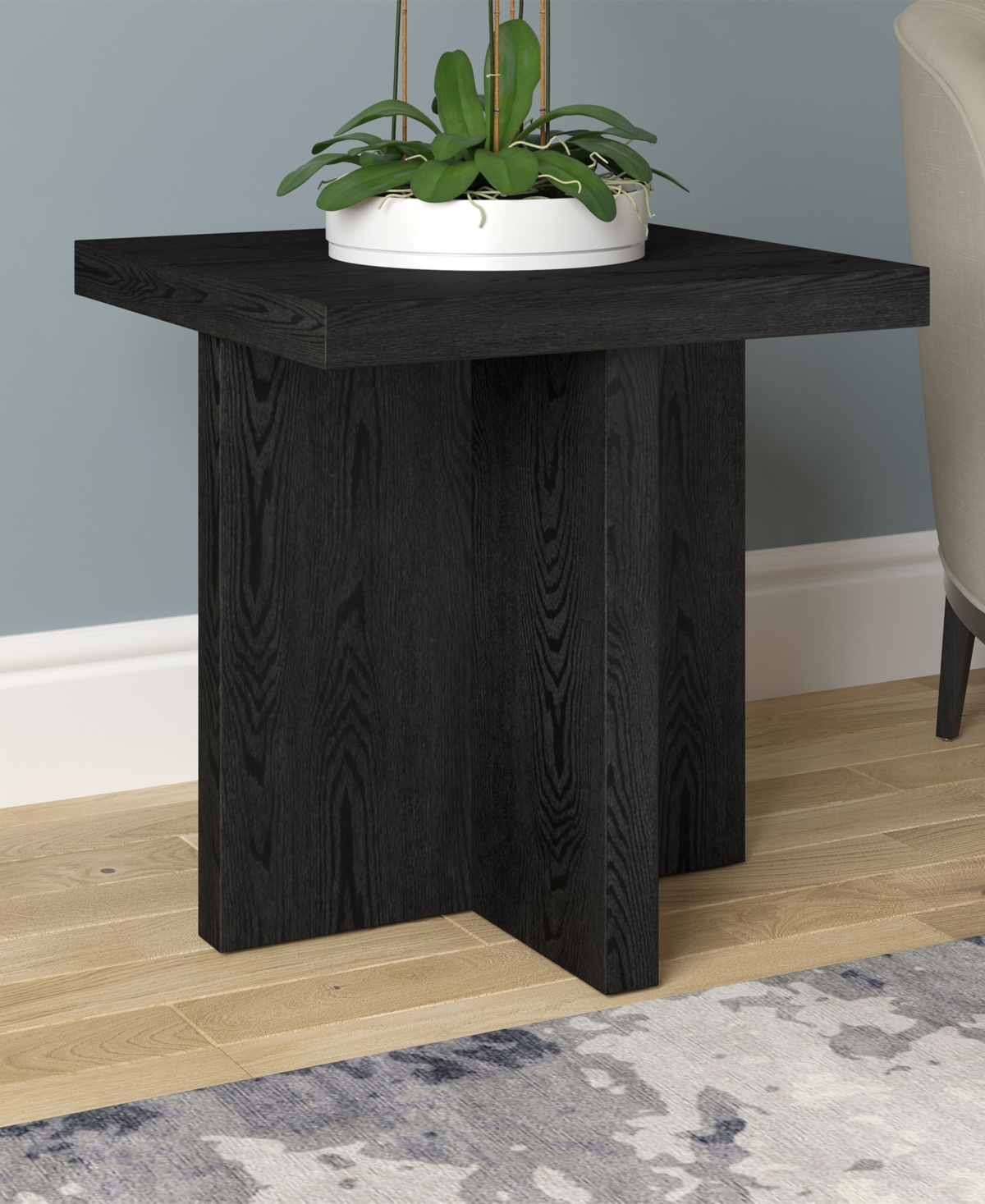 HUDSON & CANAL 22" ELNA WIDE SQUARE SIDE TABLE 