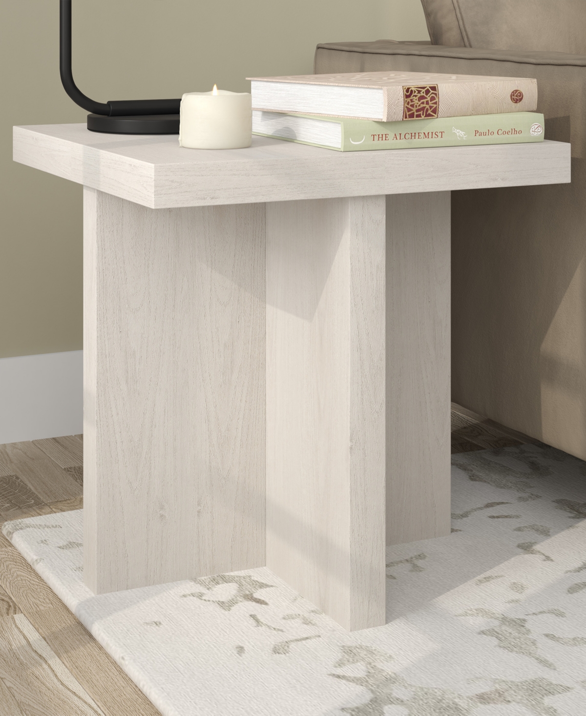 Hudson & Canal 22" Elna Wide Square Side Table In Alder White