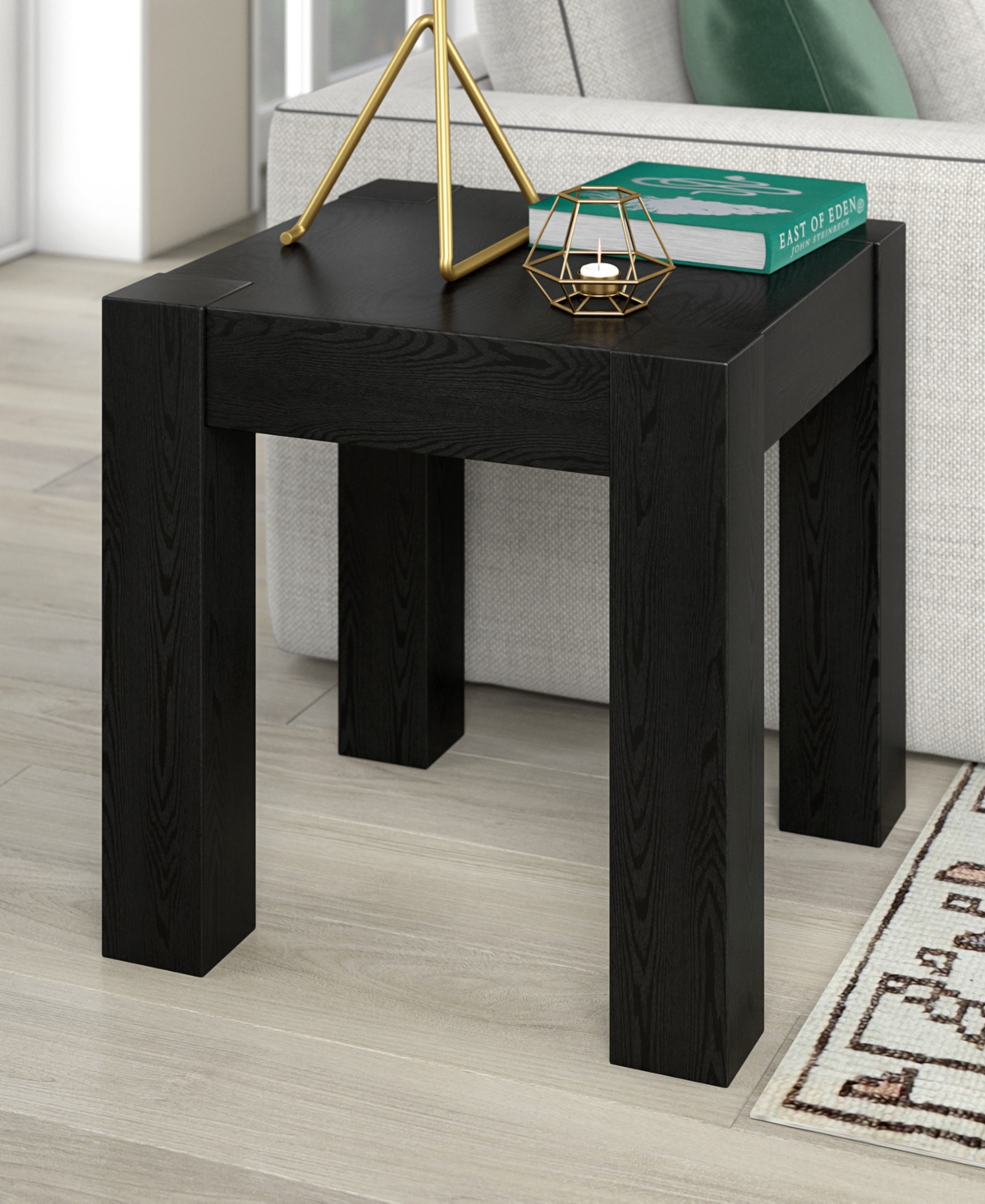 Hudson & Canal 22" Langston Wide Square Side Table In Black Grain