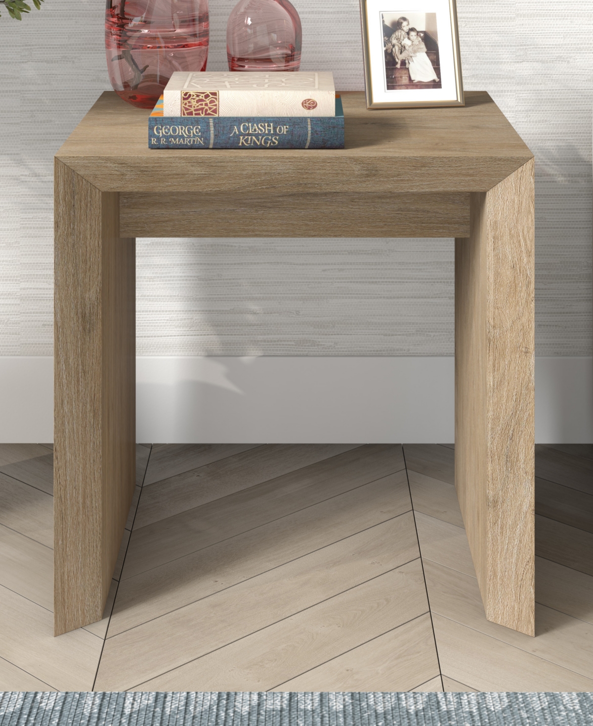 Hudson & Canal 22" Oswin Wide Rectangular Side Table In Antiqued Gray Oak