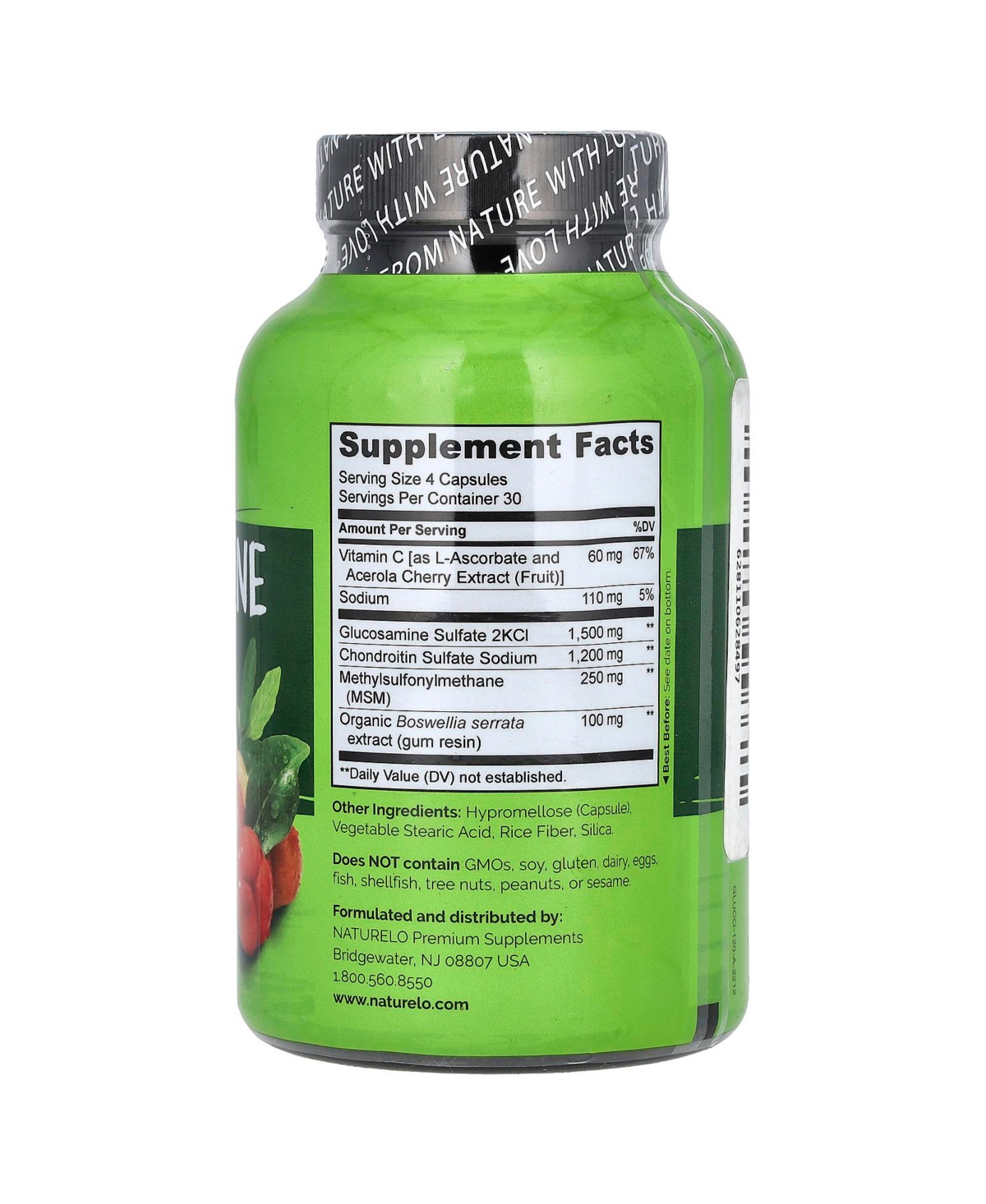 Naturelo Glucosamine Chondroitin & Msm With Boswellia & Vitamin C - Capsules