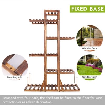 6-Tiered Wood Plant Stand Flower Pot Rack Bonsai Display Bench Patio Shelf Porch