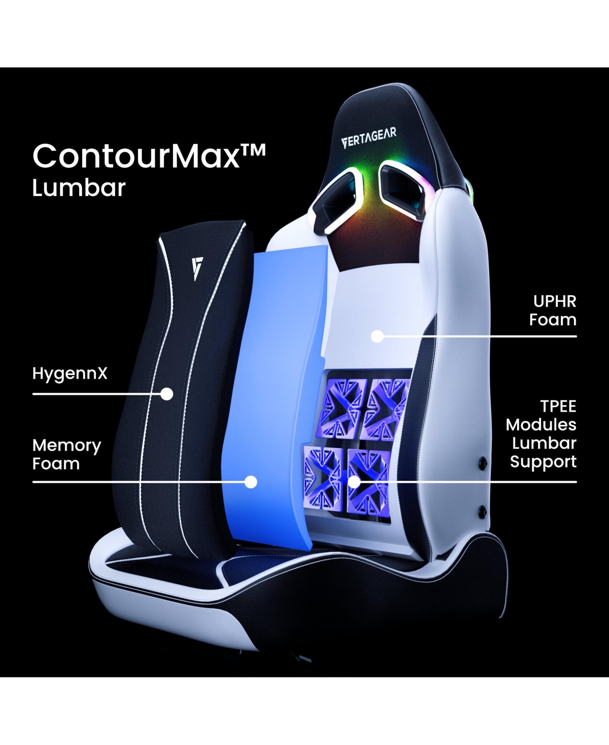 Vertagear SL5800 Ergonomic Large Gaming Chair featuring ContourMax Lumbar & VertaAir Seat systems - Rgb Led Kits Upgradeable -- Burgundy