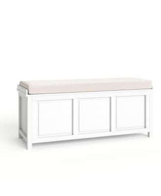 Solid Wood Storage Bench with Open Top, Removable Tray, and Foam Cushion for Entryway or Bedroom