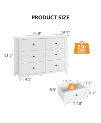 6-Drawer Wood Dresser with Deep Storage and Nickel Handles