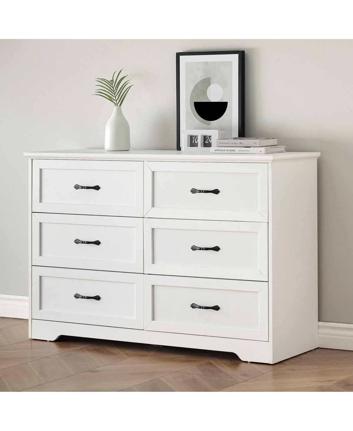 gaomon Modern 6 Drawers Dresser, Chest of Drawers Closet Organizers and Storage Clothes, Modern Dressers - White