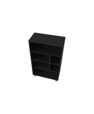 Charco Bookcase in Melamine with Six Shelves, Black