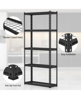 5-Tier Metal Shelving Unit with Anti-slip Foot Pad Height Adjustable Shelves for Garage-S
