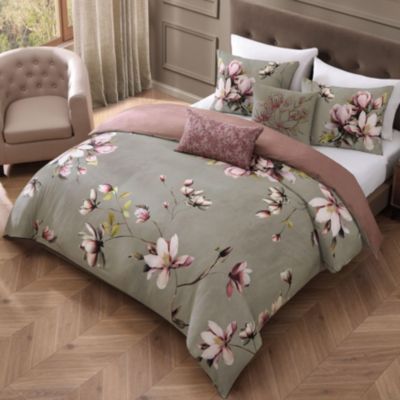 Purple Lilies Bedding 5 Piece Queen Size Reversible Comforter Set
