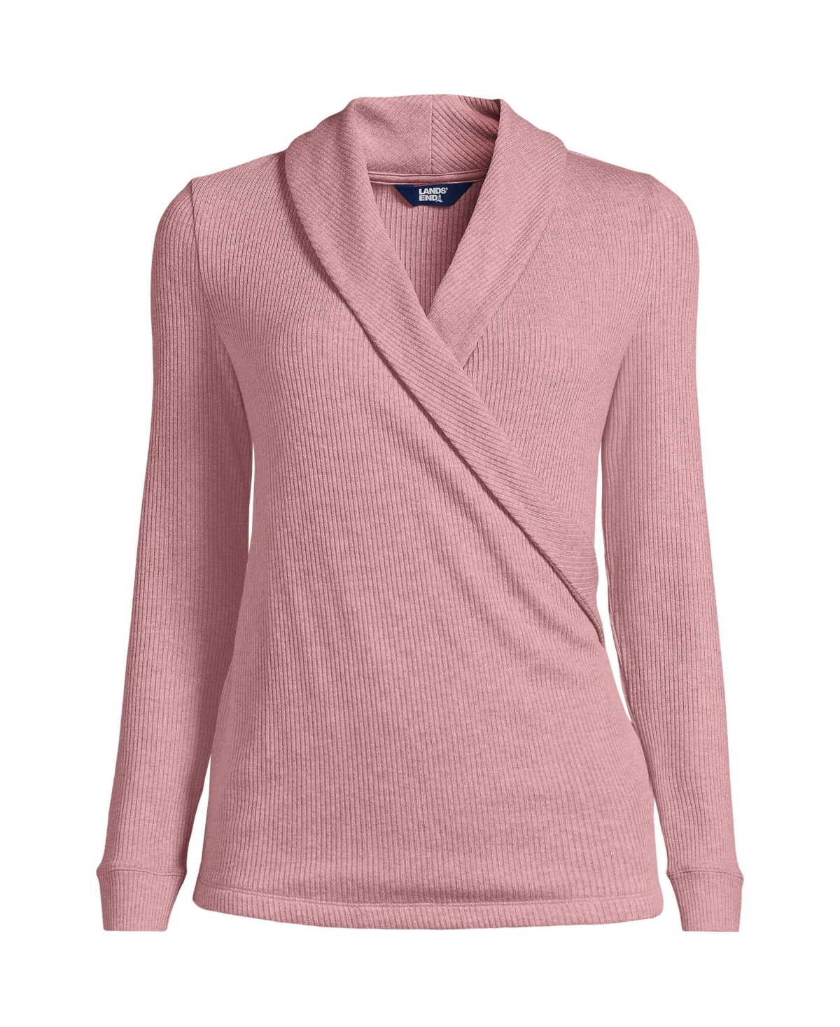 Lands' End Women's Long Sleeve Brushed Rib Wrap Top