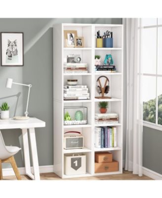 70.9 Inch Tall Narrow Bookcase with Storage, 6 Tier Cube Display Shelves for Home Office