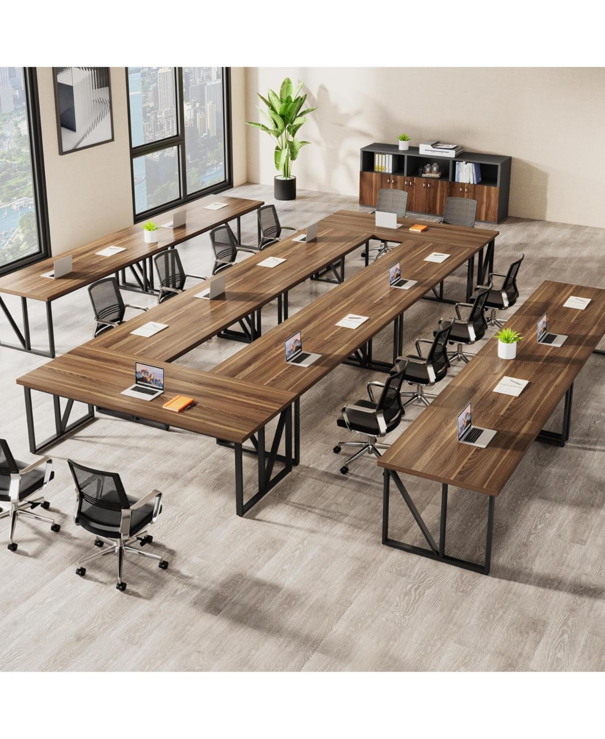 Tribesigns 6.5FT Conference Room Table for 6-8 People, Wood Long Training Table with Heavy-Duty Frame, Business Table for Office
