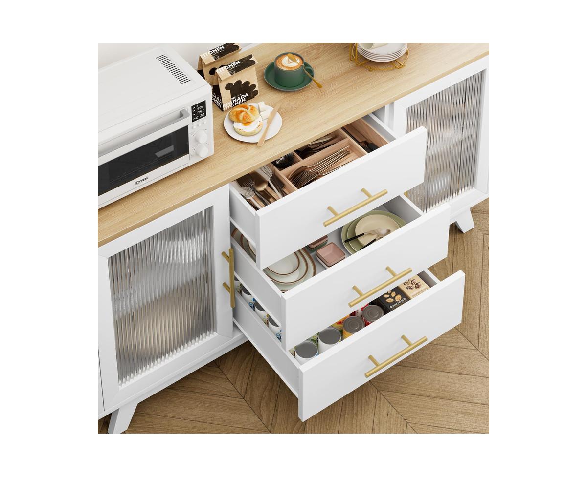 gaomon Coffer Bar Cabinet with 2 Fluted Glass Doors, 56