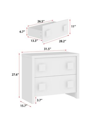 White Storage Dresser Organizer Nightstand With 2 Drawers