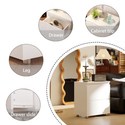 2-Drawer White Nightstand, End Table,Bedroom Bedside Dresser Chest