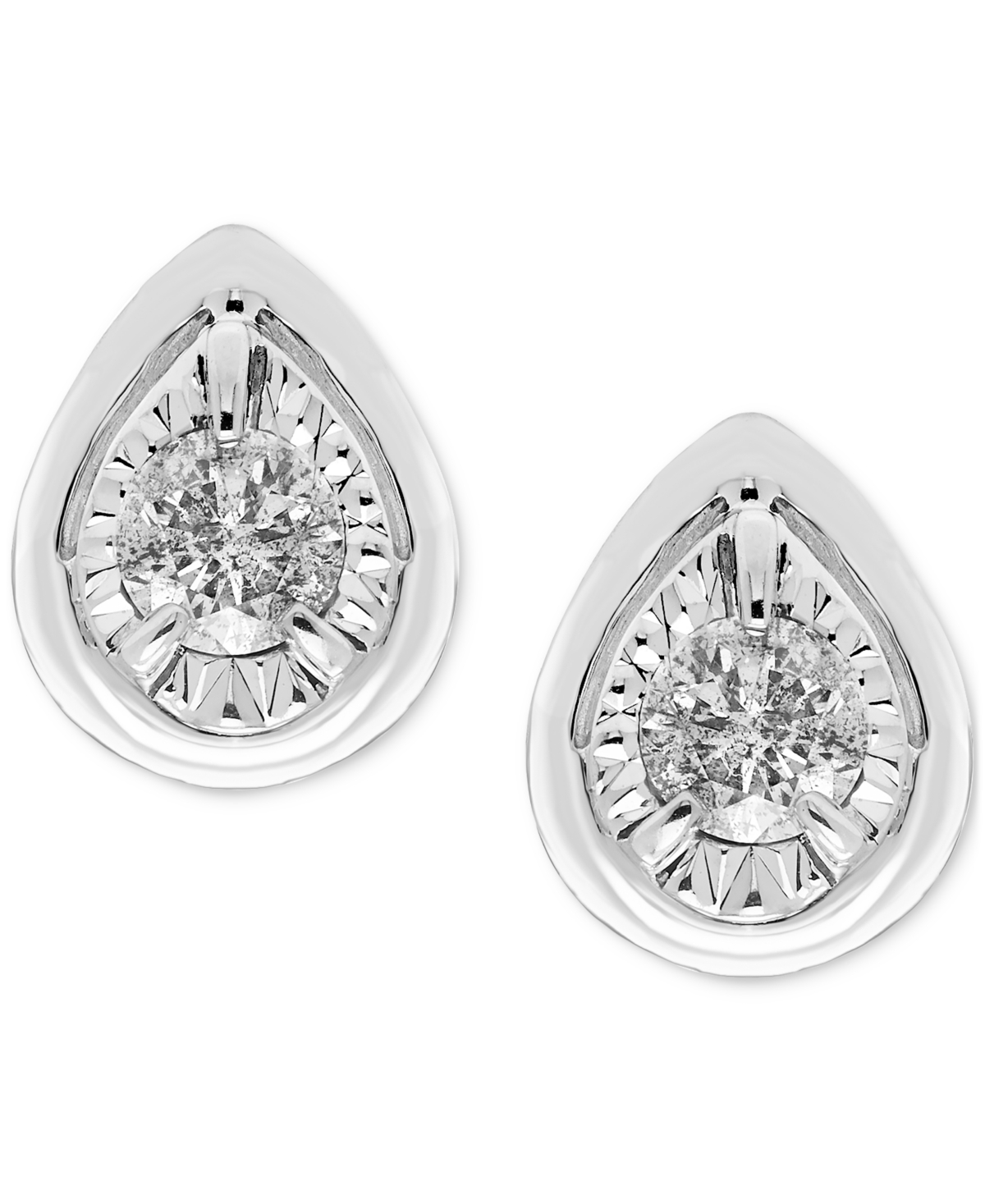 MACY'S DIAMOND PEAR FRAME STUD EARRINGS (1/4 CT. T.W.) IN 14K WHITE GOLD 