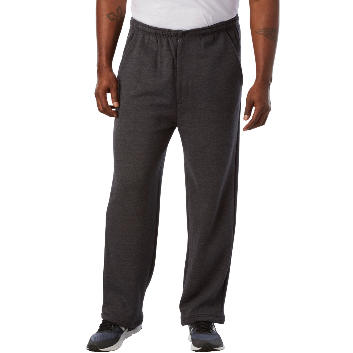 Big & Tall Fleece Zip Fly Sweatpants - Black