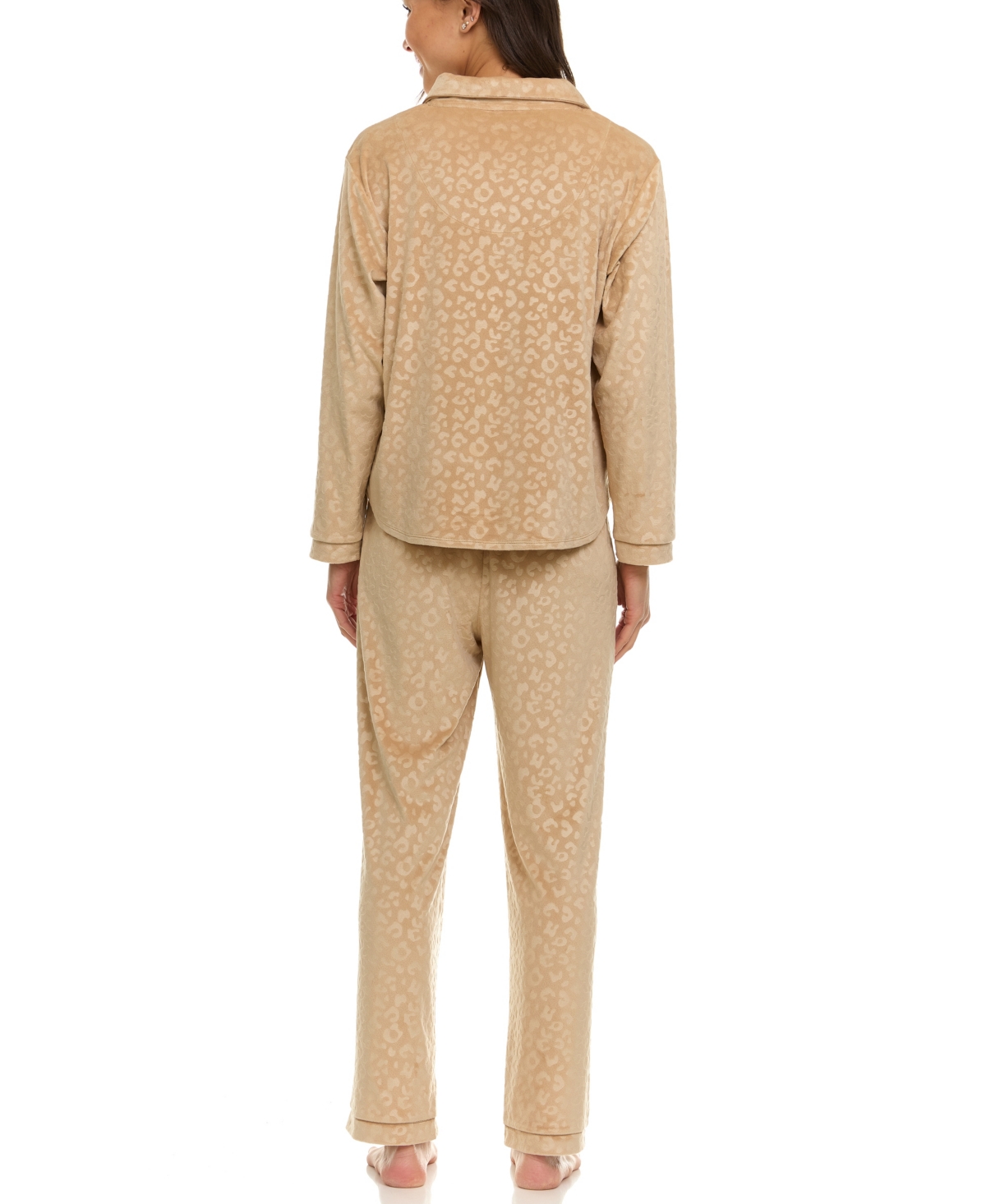 Flora by Flora Nikrooz Women's Addie Printed Velour Long Sleeve Pajama Set