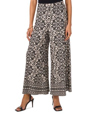 Vince Camuto - Women's Printed Border-Print Pull-On Pants