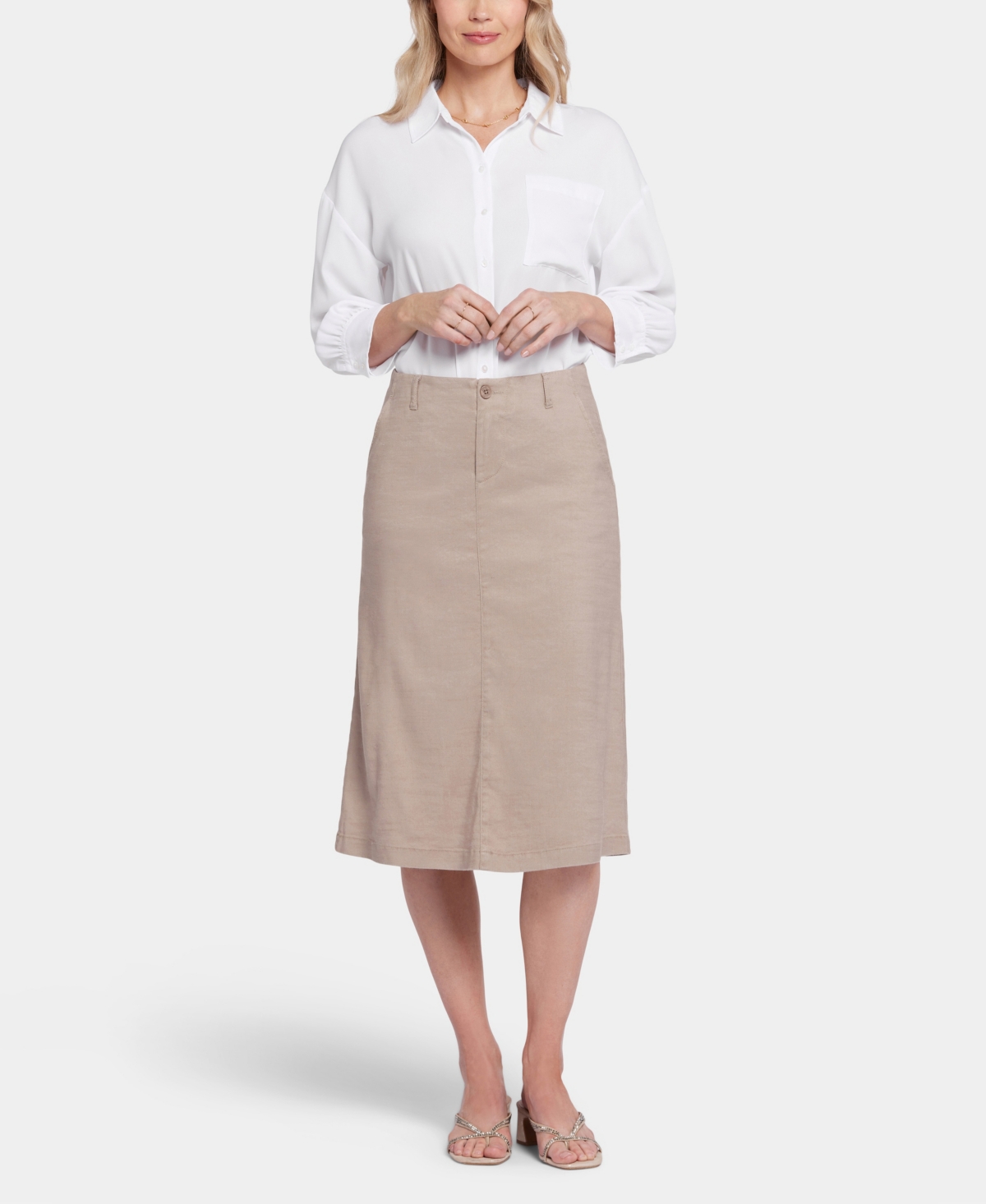 Nydj Marilyn Linen Blend A-line Skirt In Saddlewood